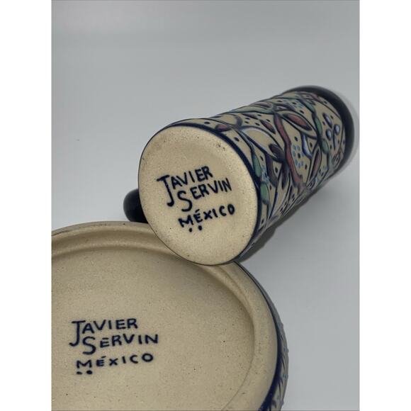 Javier Servin Hand Painted Talavera Handled Shot Glass With Serving Tray - Picture 6 of 7
